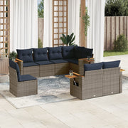 Loungeset 8-delig poly rattan grijs