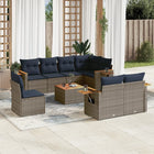 9-piece Loungeset with cushions poly rattan grey