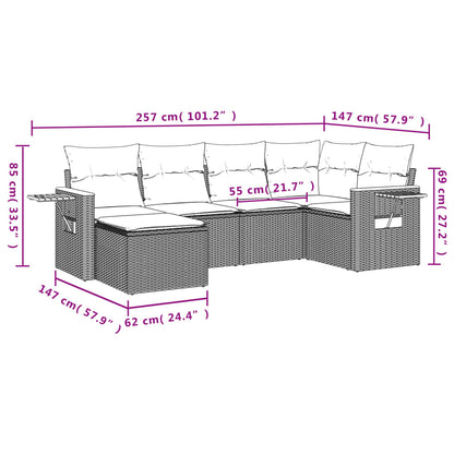 6-Delige Loungeset Met Kussens Poly Rattan Zwart