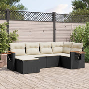 Loungeset 6-delig poly rattan zwart