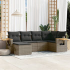 6-piece Lounge Set with Cushions Poly Rattan Grey