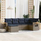 Loungeset 6-delig poly rattan grijs