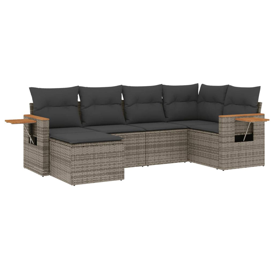 7-Delige Loungeset Met Kussens Poly Rattan Zwart
