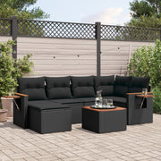 Loungeset 7-delig poly rattan zwart