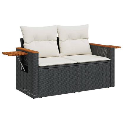 7-Delige Loungeset Met Kussens Poly Rattan Zwart