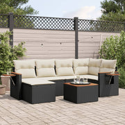 Loungeset 7-delig poly rattan zwart