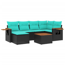 7-Delige Loungeset Met Kussens Poly Rattan 1 Zwart