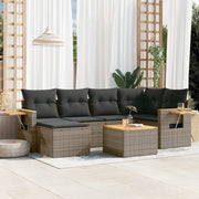 Loungeset 7-delig poly rattan grijs