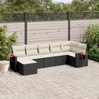 7-Delige Loungeset Met Kussens Poly Rattan Zwart