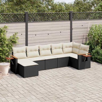 7-Delige Loungeset Met Kussens Poly Rattan Zwart