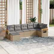 Loungeset 7-delig poly rattan beige