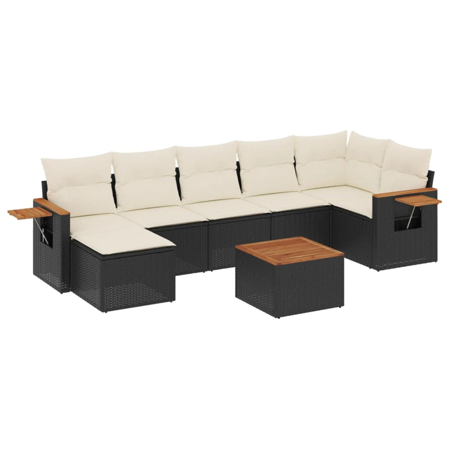 8-Delige Loungeset Met Kussens Poly Rattan Zwart