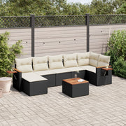 Loungeset 8-delig poly rattan zwart