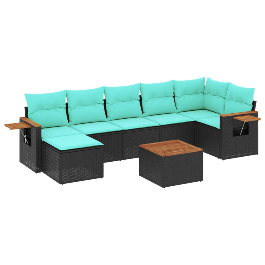 8-Delige Loungeset Met Kussens Poly Rattan 1 Zwart