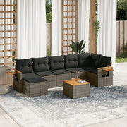 Loungeset 8-delig poly rattan grijs