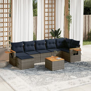Loungeset poly rattan grijs 8-delig
