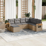 Loungeset 7-delig poly rattan beige