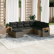 Loungeset 7-delig poly rattan grijs