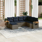 Loungeset 7-delig poly rattan grijs