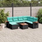 8-piece Lounge Set with Cushions Polyrattan Black