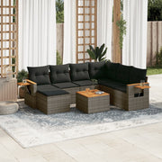 Loungeset 8-delig poly rattan grijs