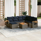 8-piece Lounge Set with Cushions Poly Rattan Grey