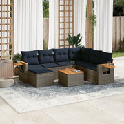 Loungeset 8-delig poly rattan grijs