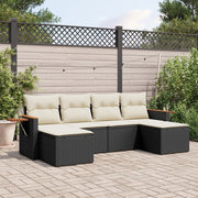Loungeset 6-delig poly rattan zwart