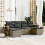 Loungeset 6-delig poly rattan grijs