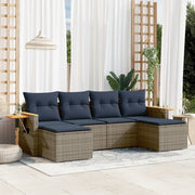 Loungeset 6-delig poly rattan grijs