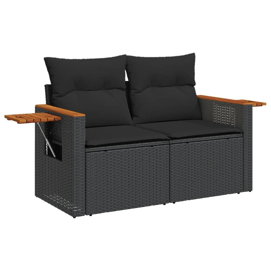 8-Delige Loungeset Met Kussens Poly Rattan Zwart