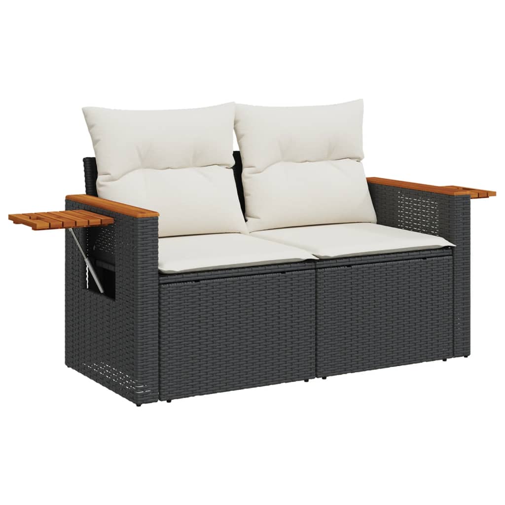 8-Delige Loungeset Met Kussens Poly Rattan Zwart