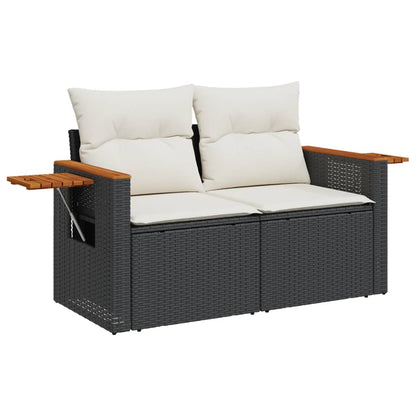 8-Delige Loungeset Met Kussens Poly Rattan Zwart