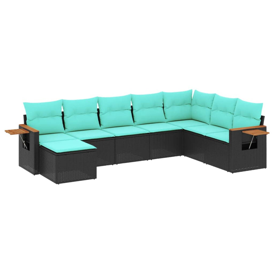 8-Delige Loungeset Met Kussens Poly Rattan 1 Zwart