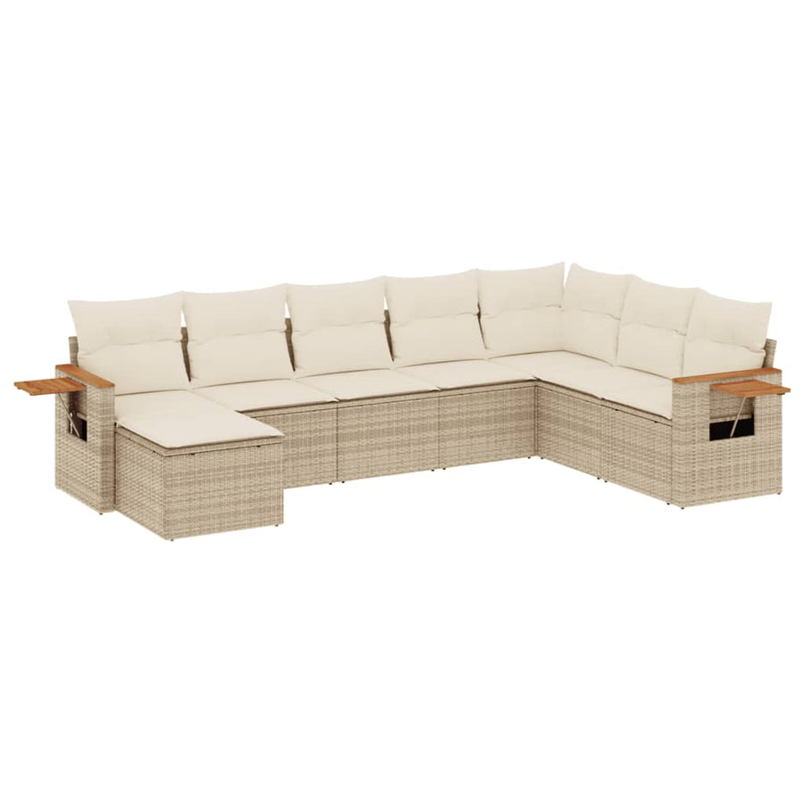 8-Delige Loungeset Met Kussens Poly Rattan Beige
