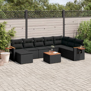 Loungeset 9-delig poly rattan zwart