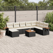 Loungeset 9-delig poly rattan zwart