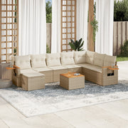 Loungeset 9-delig poly rattan beige