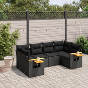 Loungeset 6-delig poly rattan zwart