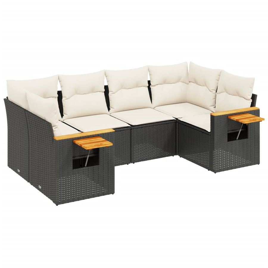 6-Delige Loungeset Met Kussens Poly Rattan Zwart