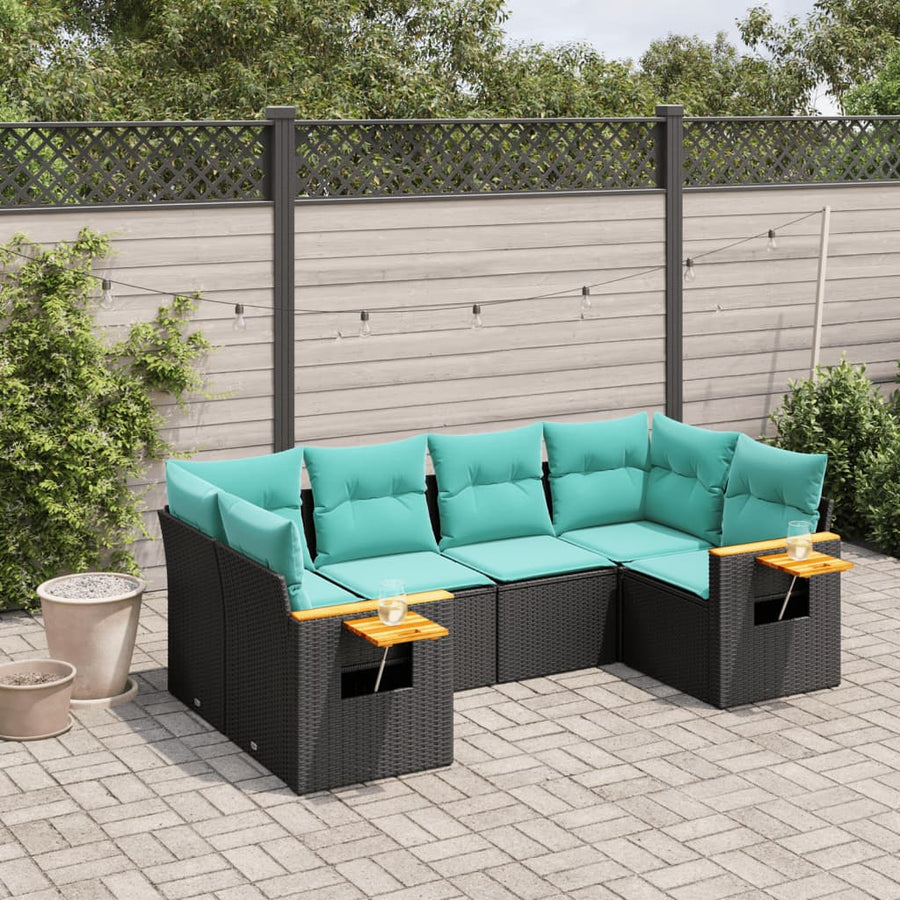 6-Delige Loungeset Met Kussens Poly Rattan