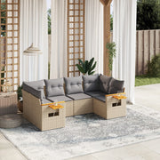 Loungeset 6-delig poly rattan beige