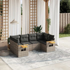 6-piece Lounge Set with Cushions Poly Rattan Grey