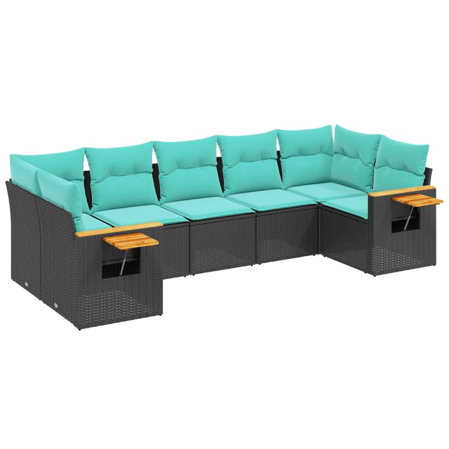 7-Delige Loungeset Met Kussens Poly Rattan
