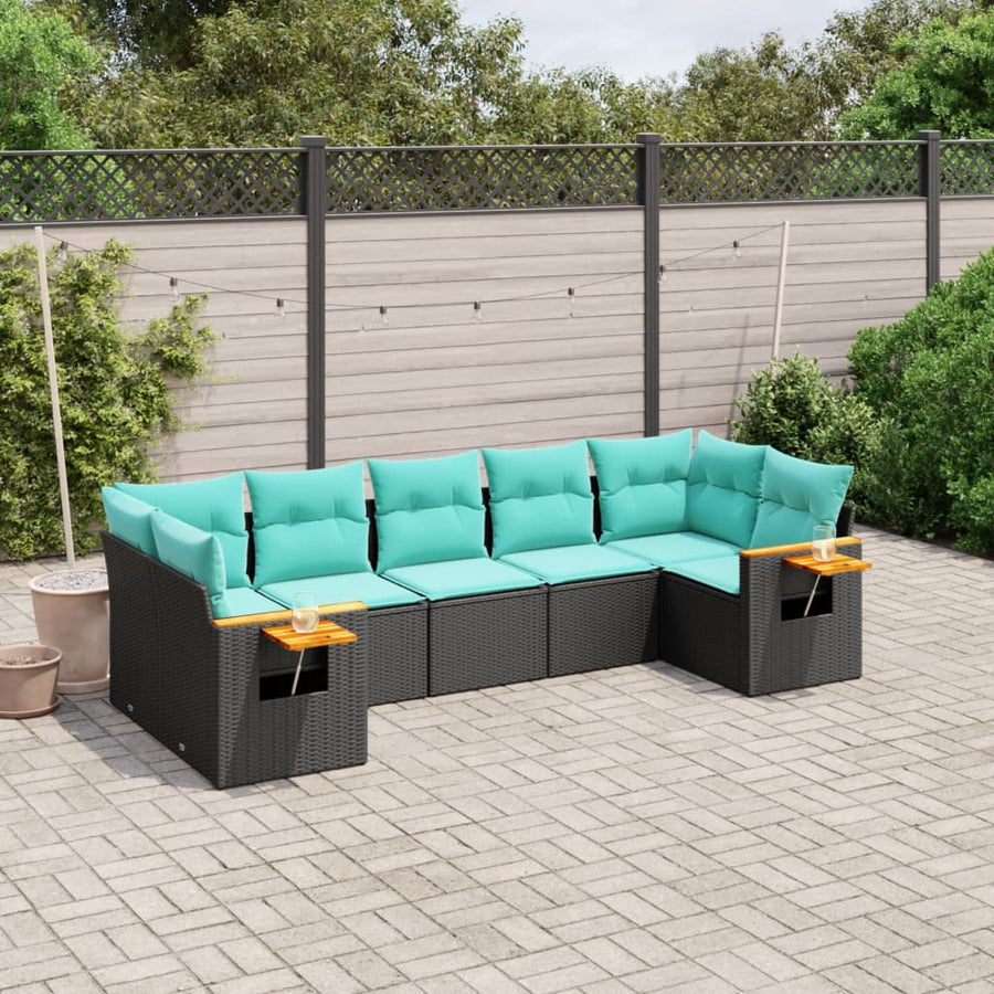 7-Delige Loungeset Met Kussens Poly Rattan