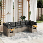 7-Delige Loungeset Met Kussens Poly Rattan Grijs