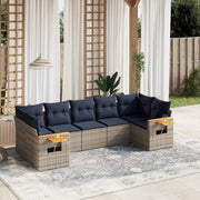 Loungeset 7-delig poly rattan grijs