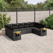 Loungeset 9-delig poly rattan zwart