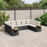 Loungeset 9-delig poly rattan zwart