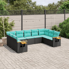 9-Delige Loungeset Met Kussens Poly Rattan 1 Zwart
